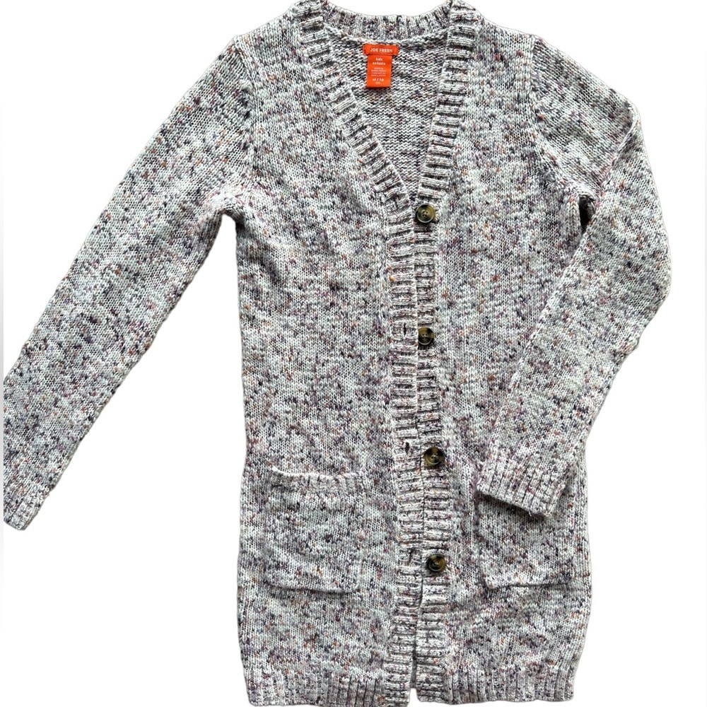 Joe Fresh Girls Pink/Purple Long  Button Sweater Cardigan Size XL